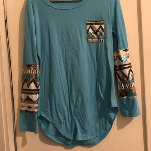 Long sleeve shirt with sequin accents